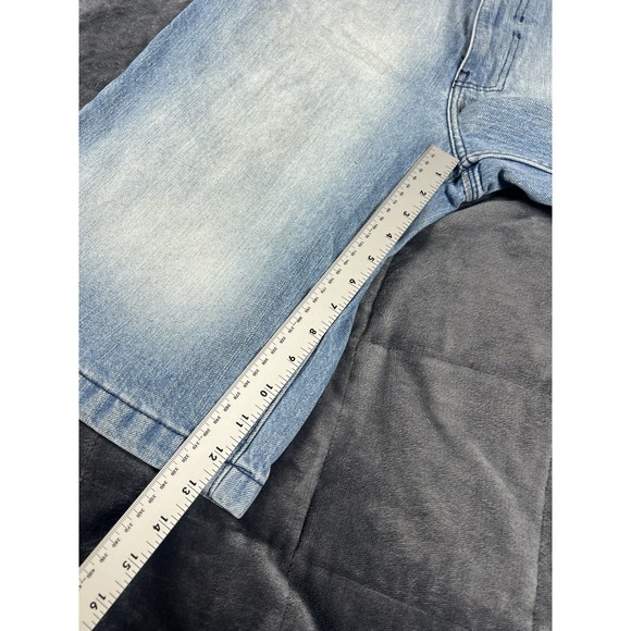 Vtg Phat Farm Shorts Mens 34 Wide Leg Baggy Jean Blue Denim Long Embroidered Y2K - Picture 9 of 13